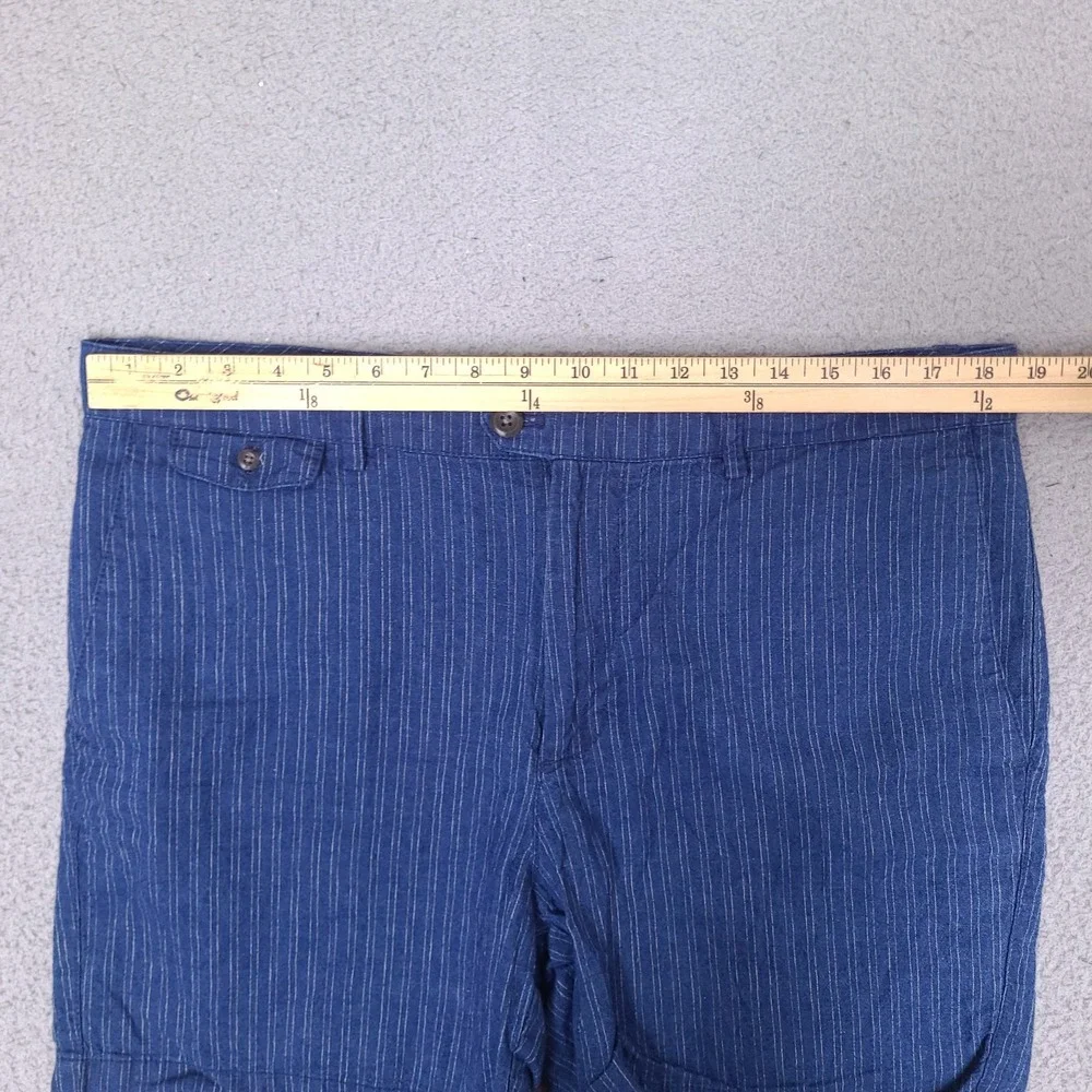 Banana Republic Shorts Mens 37‎ Blue Linen Blend Striped Chino Preppy